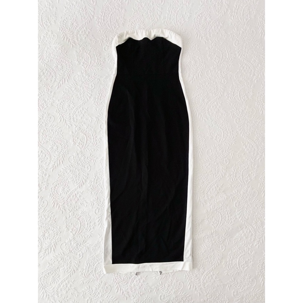 NWOT Lulus Impressive Edge Black Color Block Strapless Midi Dress Medium - Picture 2 of 7
